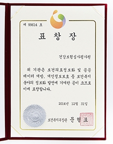 보건복지분야 정보화 표창장