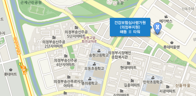 의정부지원 약도 - 지하철 이용시 의정부경전철 '어룡역' 하차 후 버스 환승