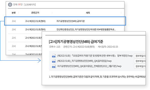 MRI(자기공명영상진단) 실제 검색결과 캡쳐 화면