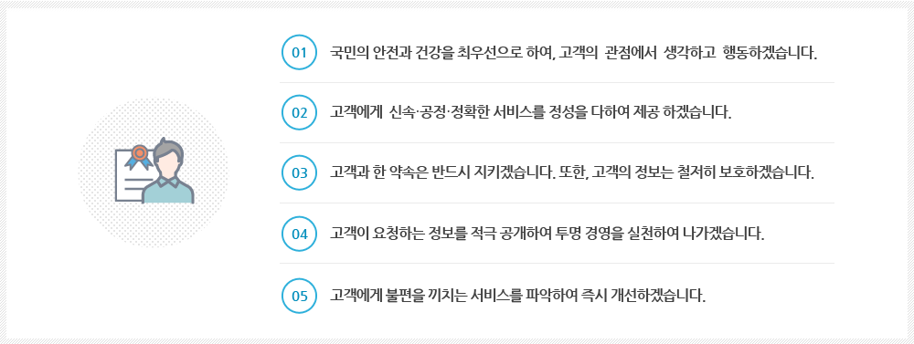 서비스 헌장 내용입니다. 다음 내용을 참조하세요.